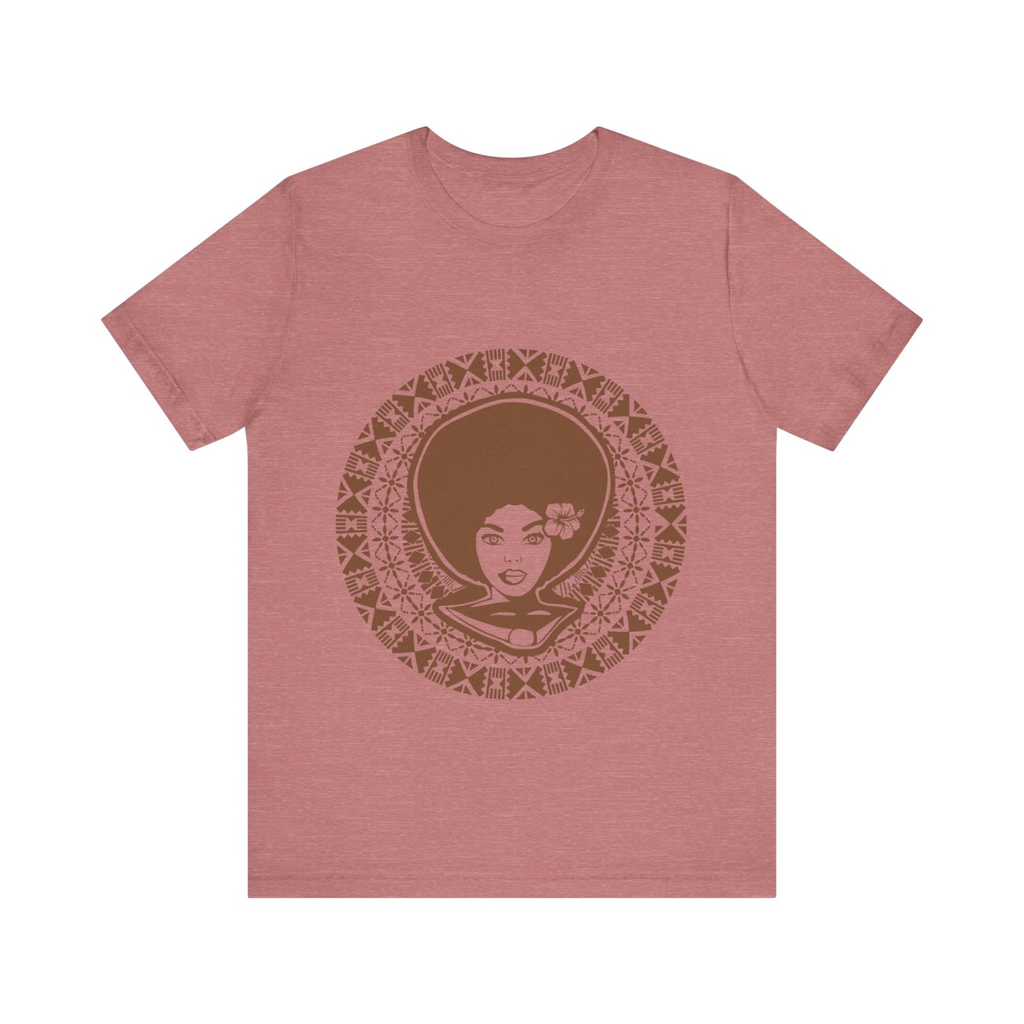 Lewa Unisex Short Sleeve Tee framed with round Fijian motifs, available in multiple colours.