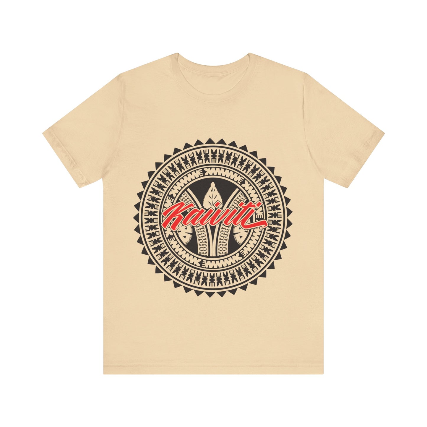 Kai Viti Unisex Short Sleeve Tee framed with round Fijian motifs, available in multiple colours.