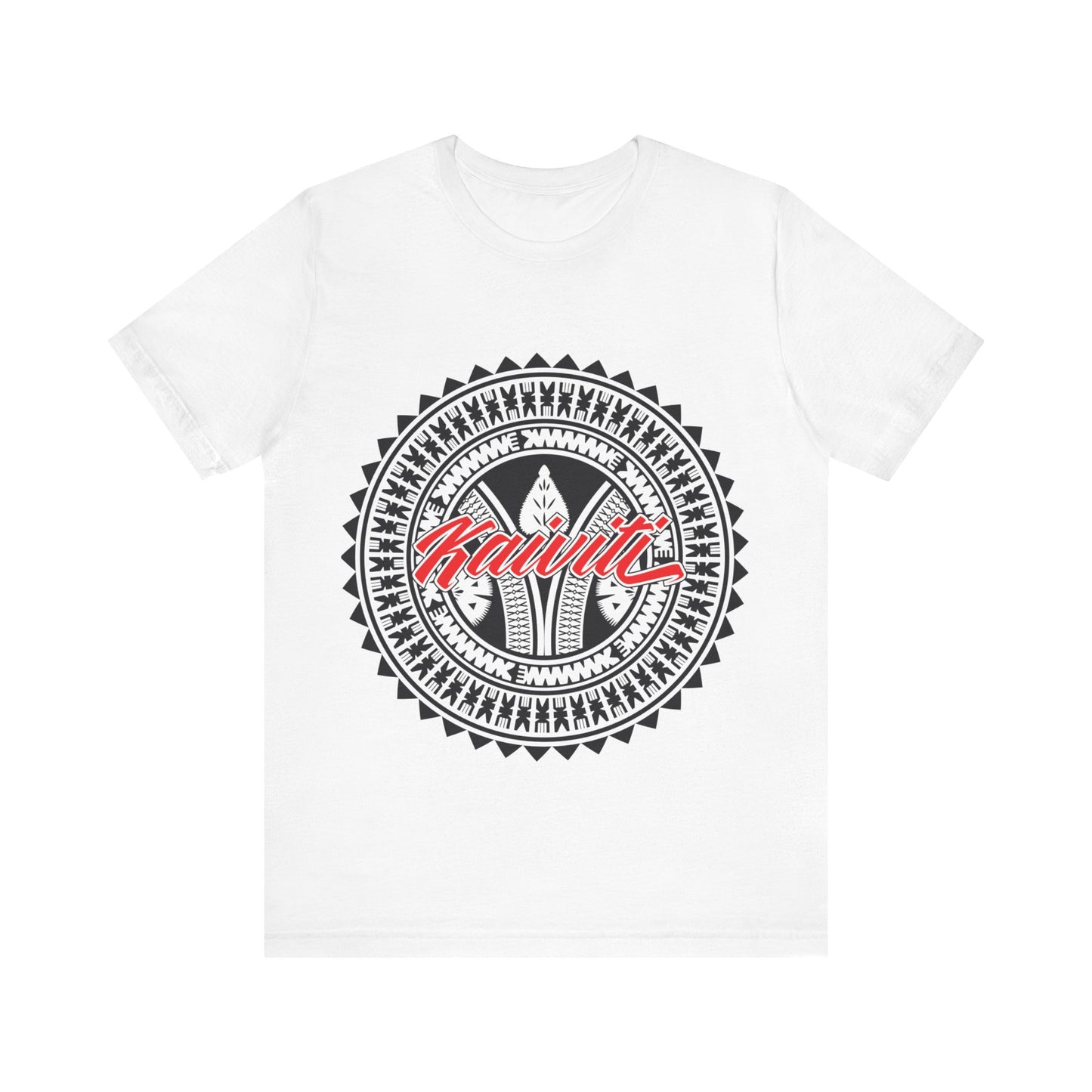 Kai Viti Unisex Short Sleeve Tee framed with round Fijian motifs, available in multiple colours.