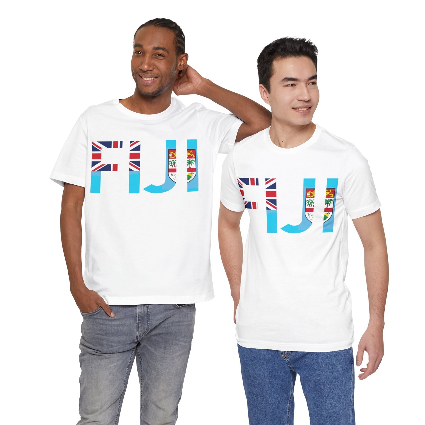 WATCH PARTY FIJI RUGBY Unisex T-Shirts in White and Baby Blue (Fiji)