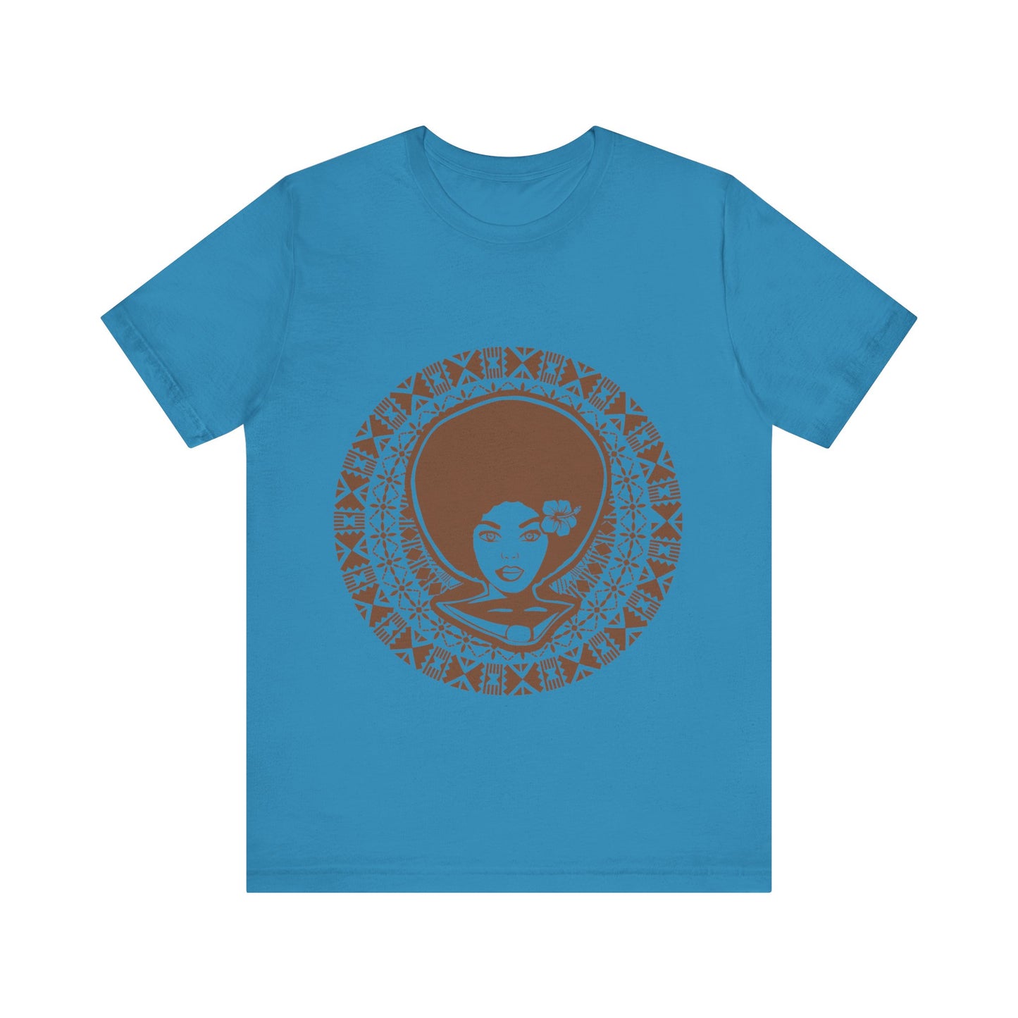 Lewa Unisex Short Sleeve Tee framed with round Fijian motifs, available in multiple colours.