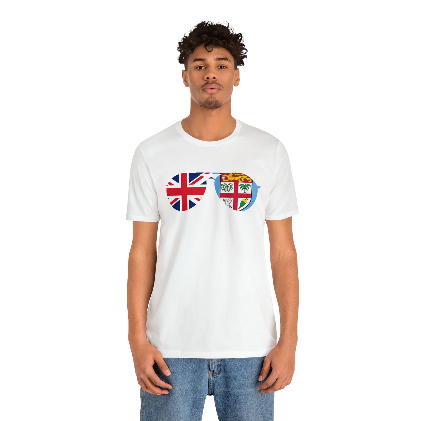 WATCH PARTY FIJI RUGBY Unisex T-Shirts in White and Baby Blue (SUNGLASSES)