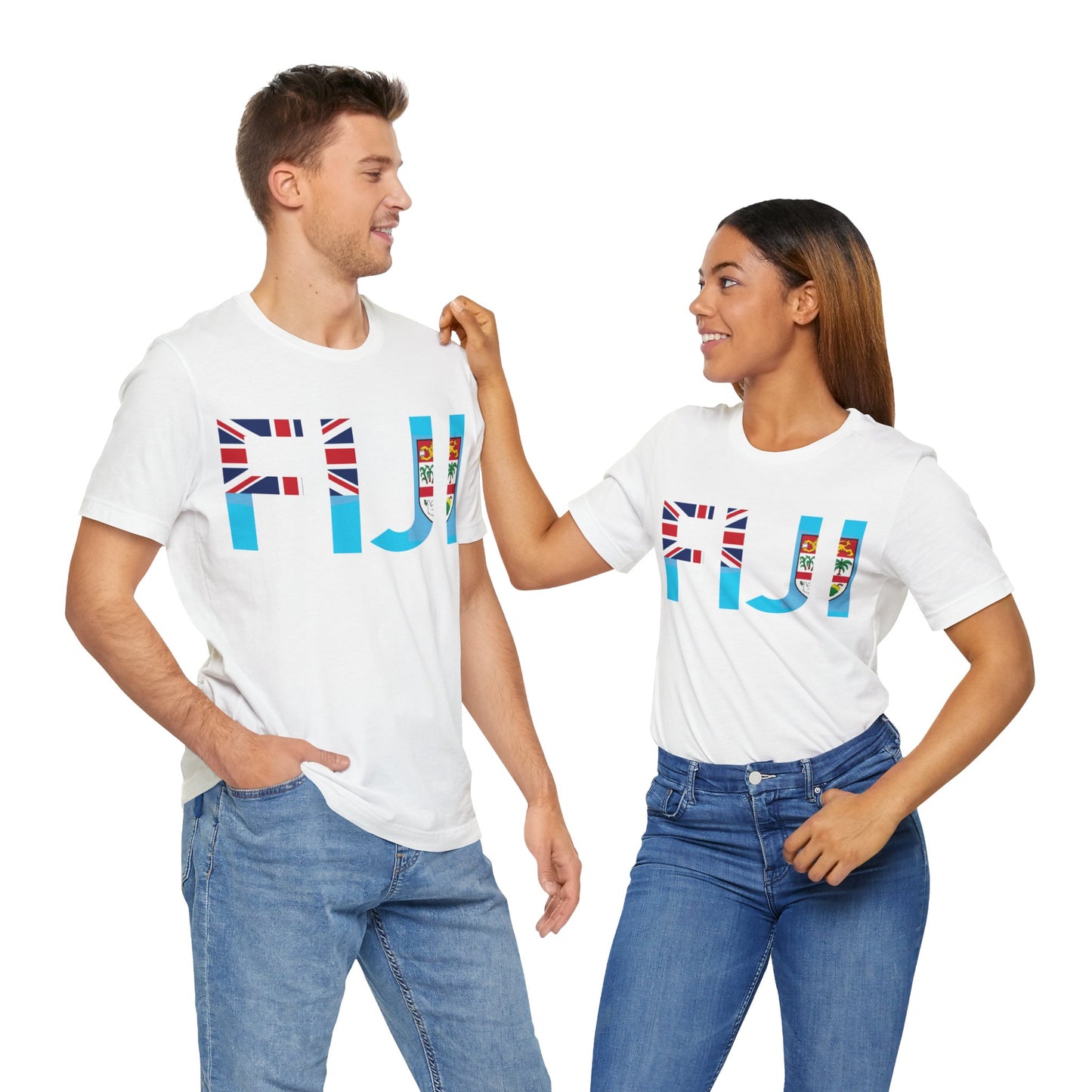 WATCH PARTY FIJI RUGBY Unisex T-Shirts in White and Baby Blue (Fiji)