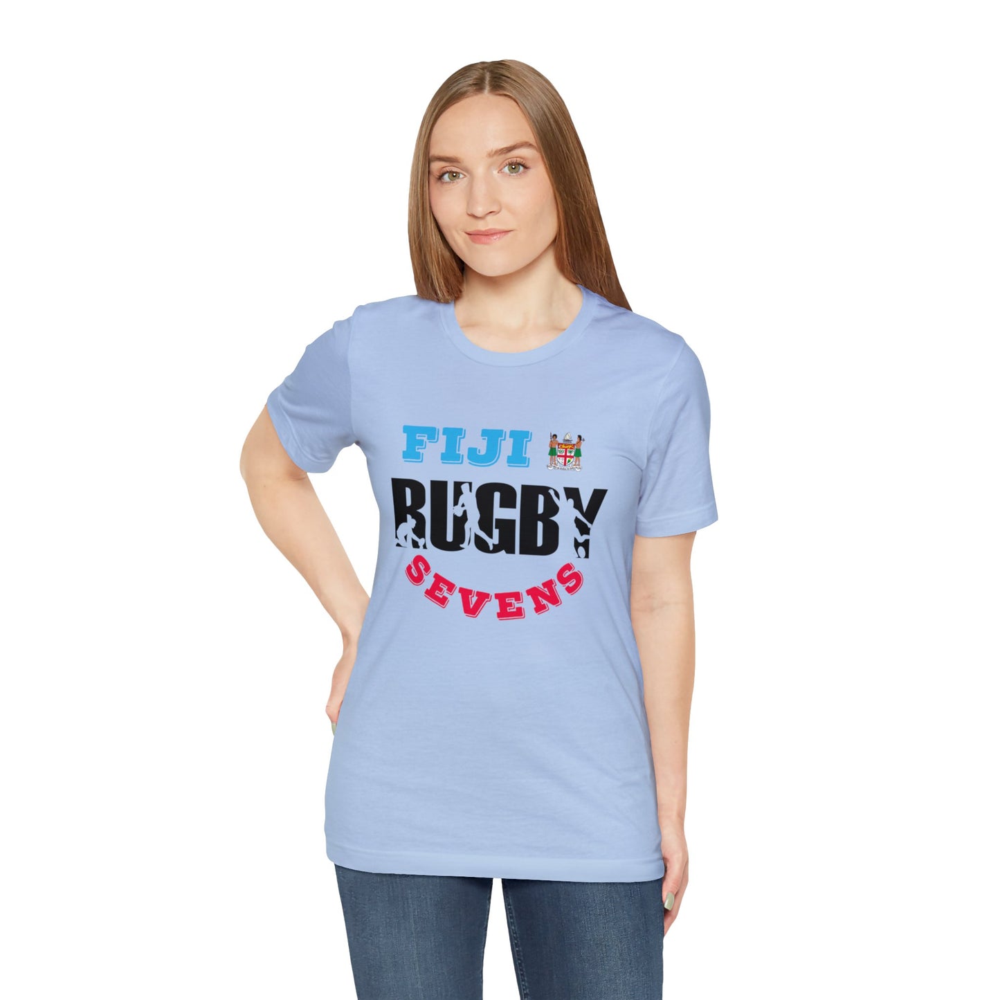 WATCH PARTY FIJI RUGBY Unisex T-Shirts in White and Baby Blue (SEVENS)