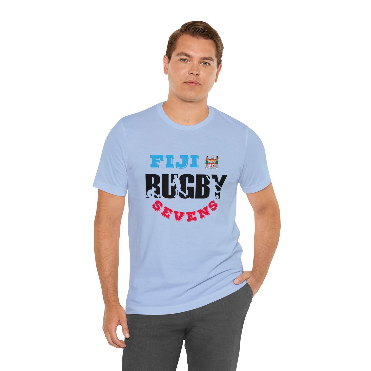 WATCH PARTY FIJI RUGBY Unisex T-Shirts in White and Baby Blue (SEVENS)