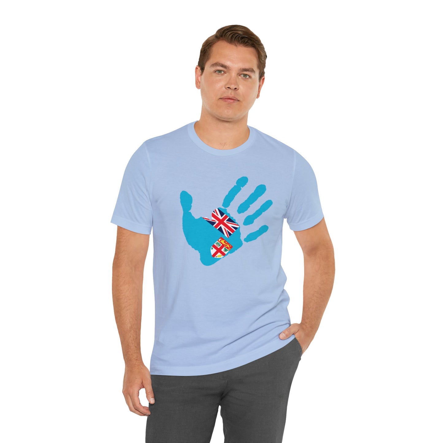 WATCH PARTY FIJI RUGBY Unisex T-Shirts in White and Baby Blue (Liga)