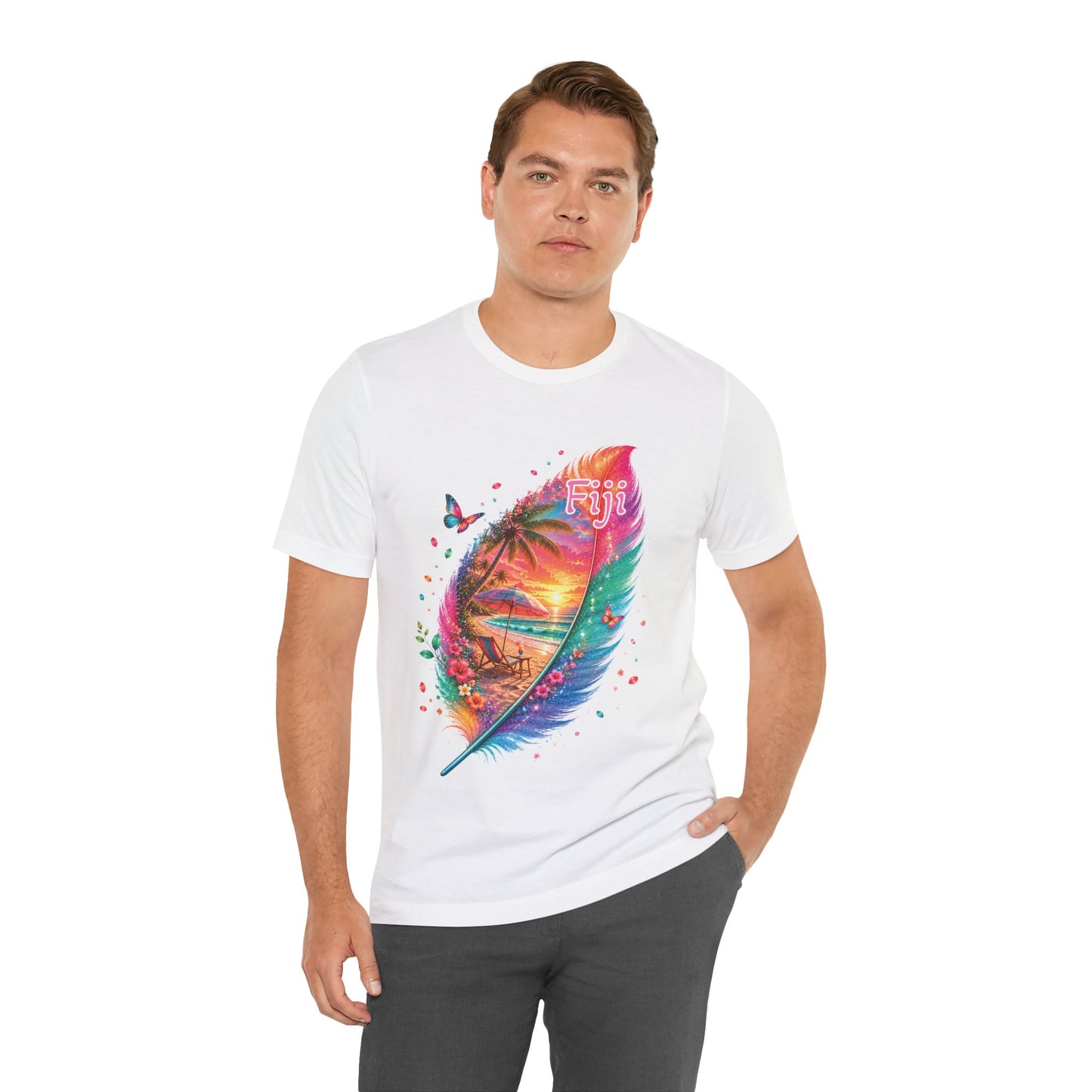 Fiji Vacay/Summer Vibes Unisex T-shirt. (Feather Sunset)