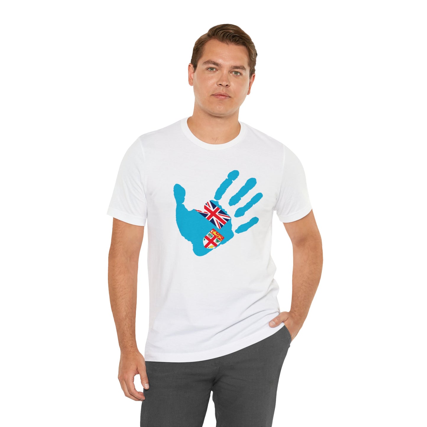 WATCH PARTY FIJI RUGBY Unisex T-Shirts in White and Baby Blue (Liga)