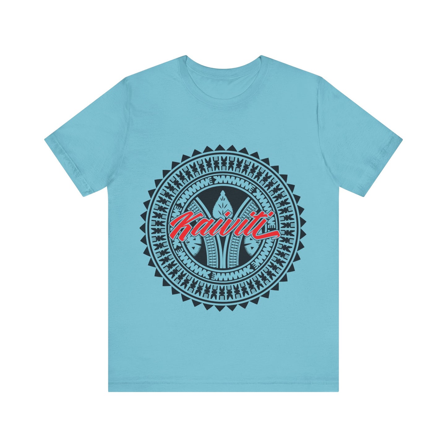 Kai Viti Unisex Short Sleeve Tee framed with round Fijian motifs, available in multiple colours.