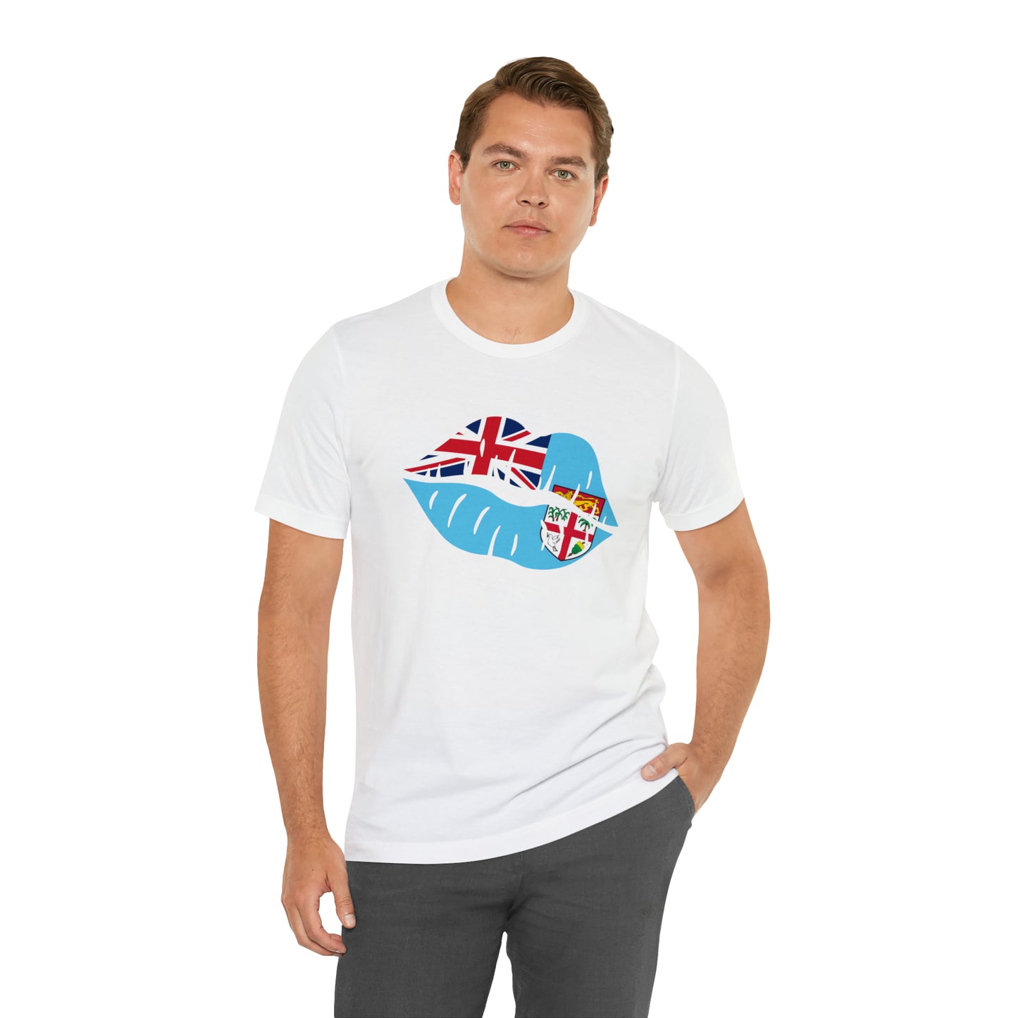 WATCH PARTY FIJI RUGBY Unisex T-Shirts in White and Baby Blue (Kisi)