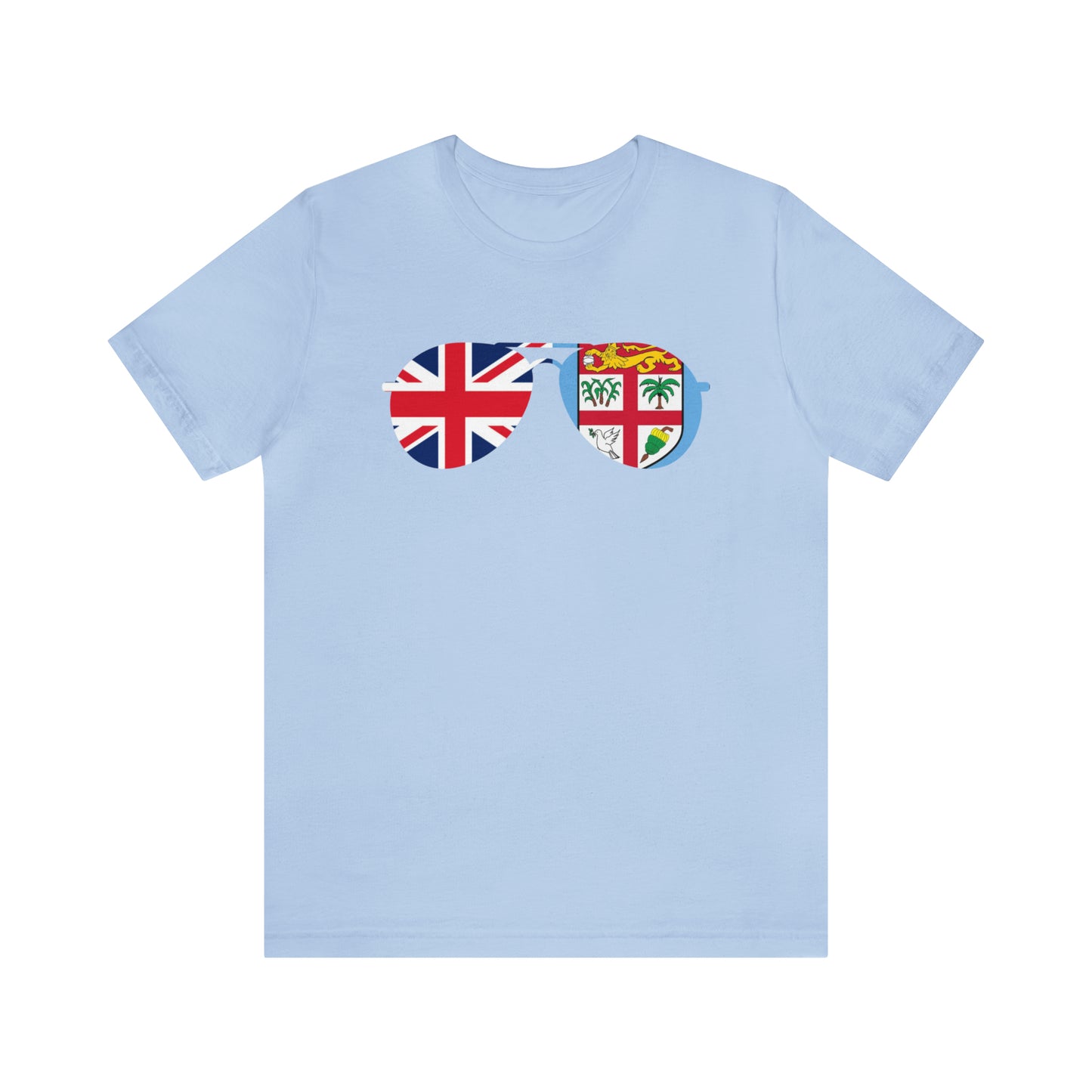 WATCH PARTY FIJI RUGBY Unisex T-Shirts in White and Baby Blue (SUNGLASSES)