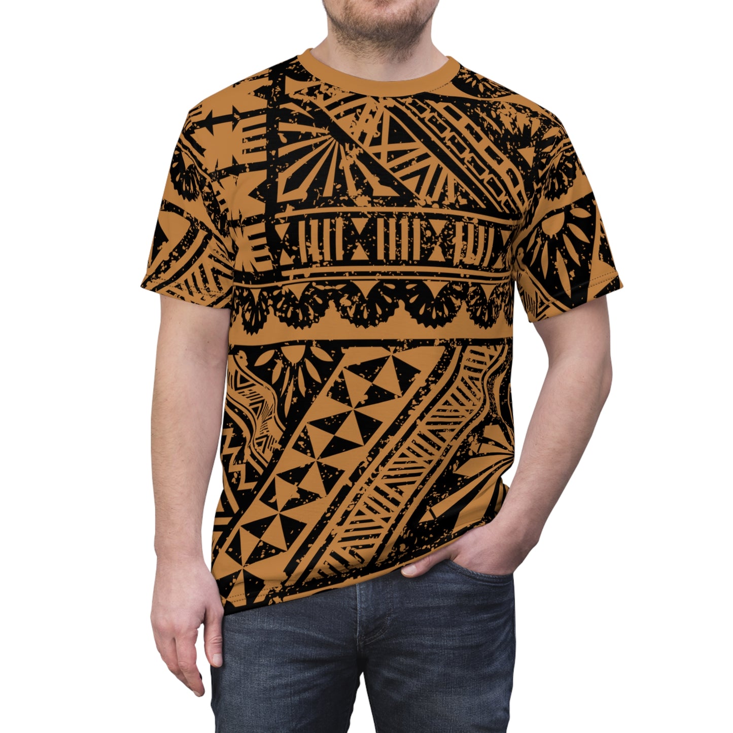 Fijian Masi seamless Pattern Unisex ALL OVER PRINT (AOP) design - Brown