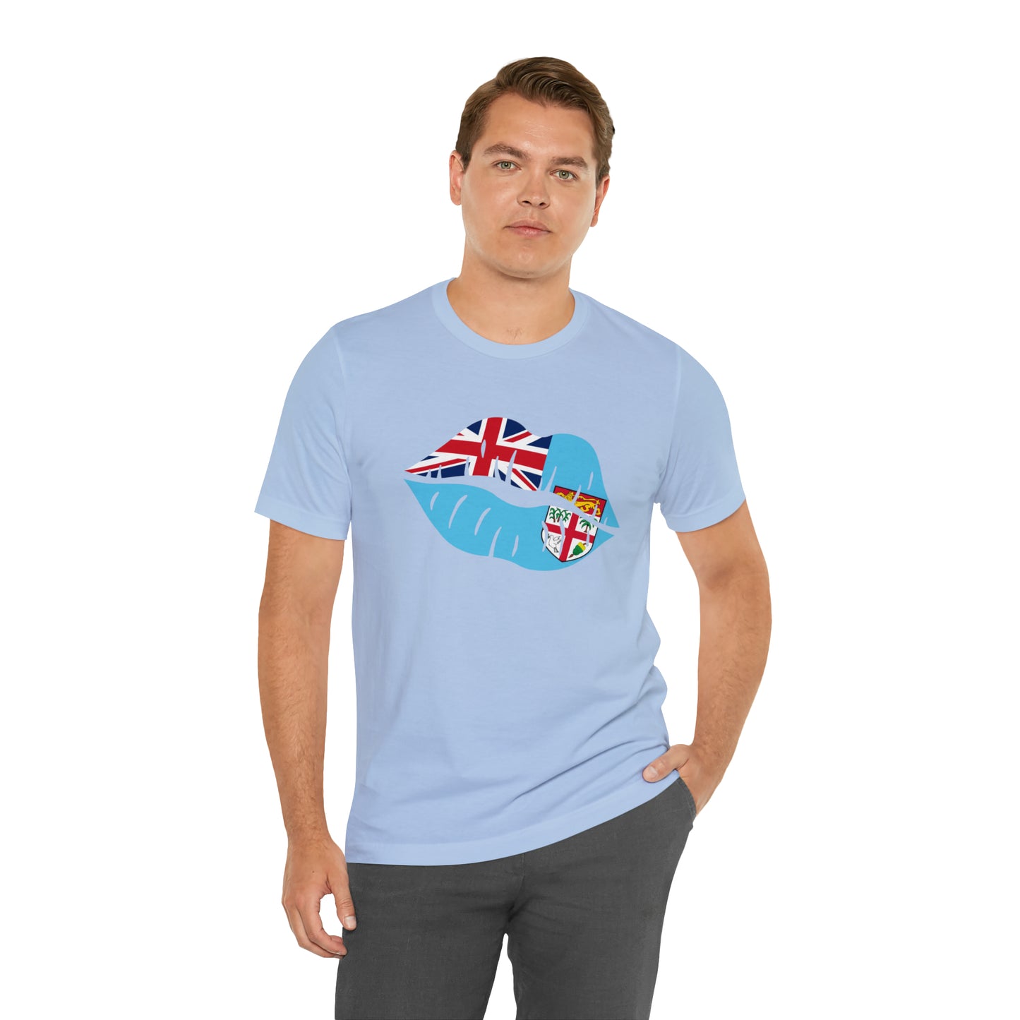 WATCH PARTY FIJI RUGBY Unisex T-Shirts in White and Baby Blue (Kisi)