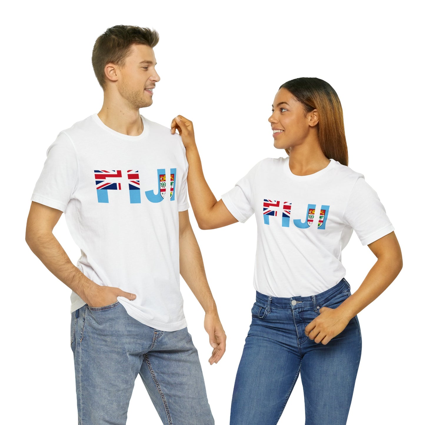 WATCH PARTY FIJI RUGBY Unisex T-Shirts in White and Baby Blue (Viti)