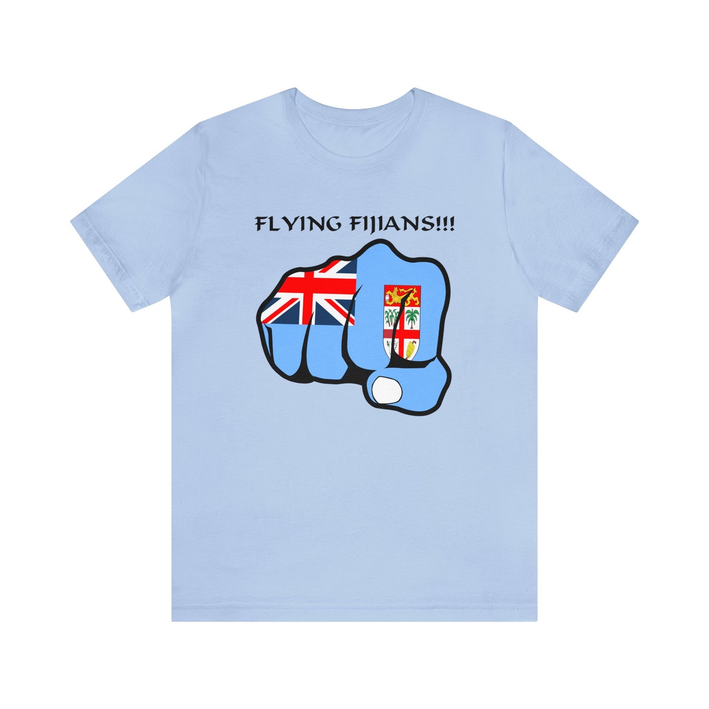 WATCH PARTY FIJI RUGBY Unisex T-Shirts in White and Baby Blue (Fist)