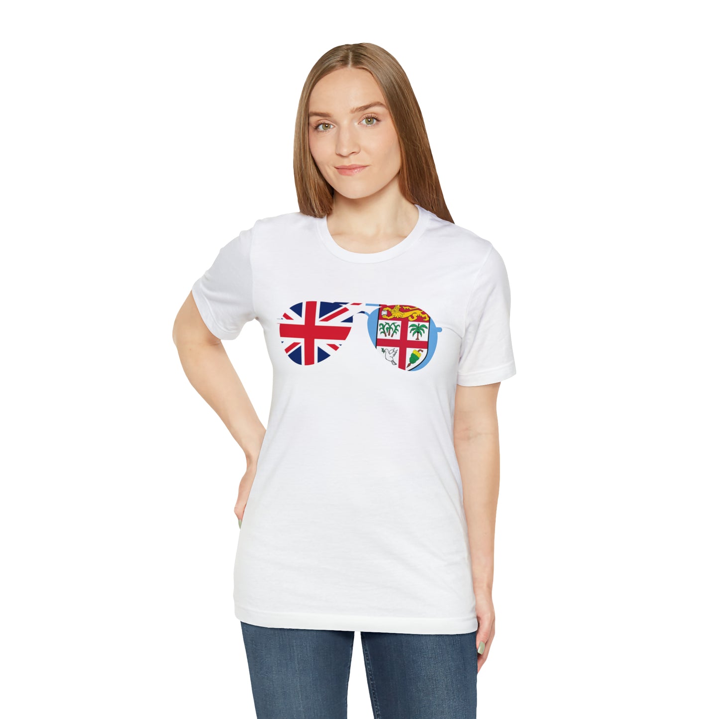 WATCH PARTY FIJI RUGBY Unisex T-Shirts in White and Baby Blue (SUNGLASSES)