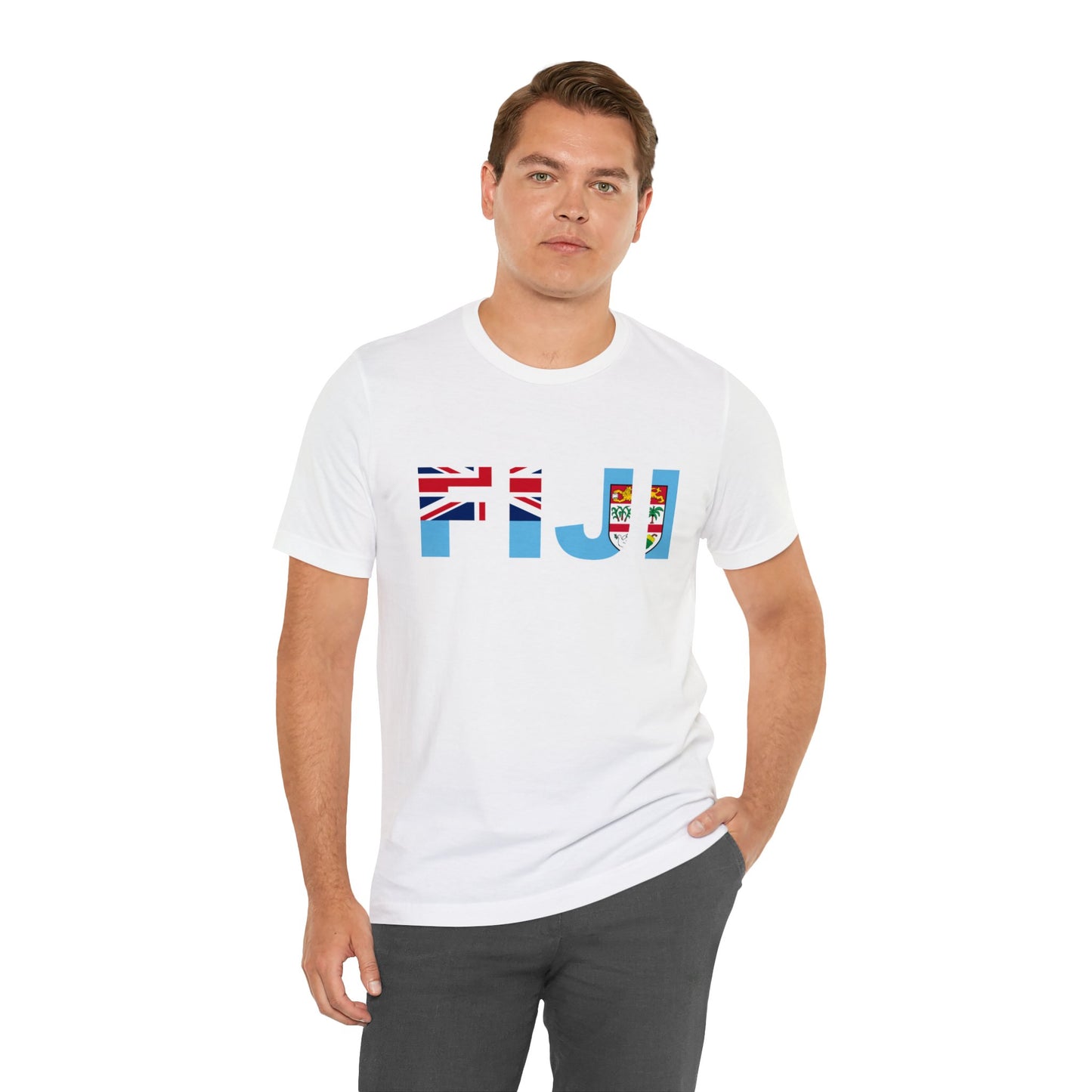 WATCH PARTY FIJI RUGBY Unisex T-Shirts in White and Baby Blue (Viti)