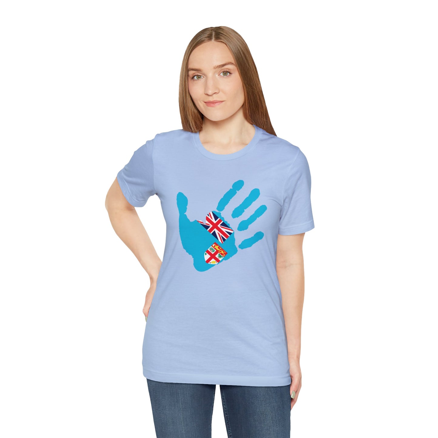 WATCH PARTY FIJI RUGBY Unisex T-Shirts in White and Baby Blue (Liga)