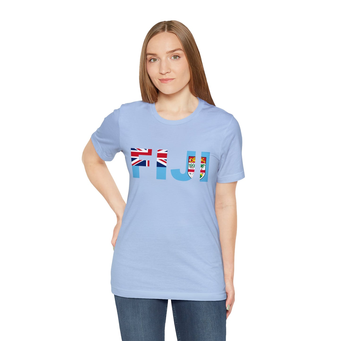 WATCH PARTY FIJI RUGBY Unisex T-Shirts in White and Baby Blue (Viti)